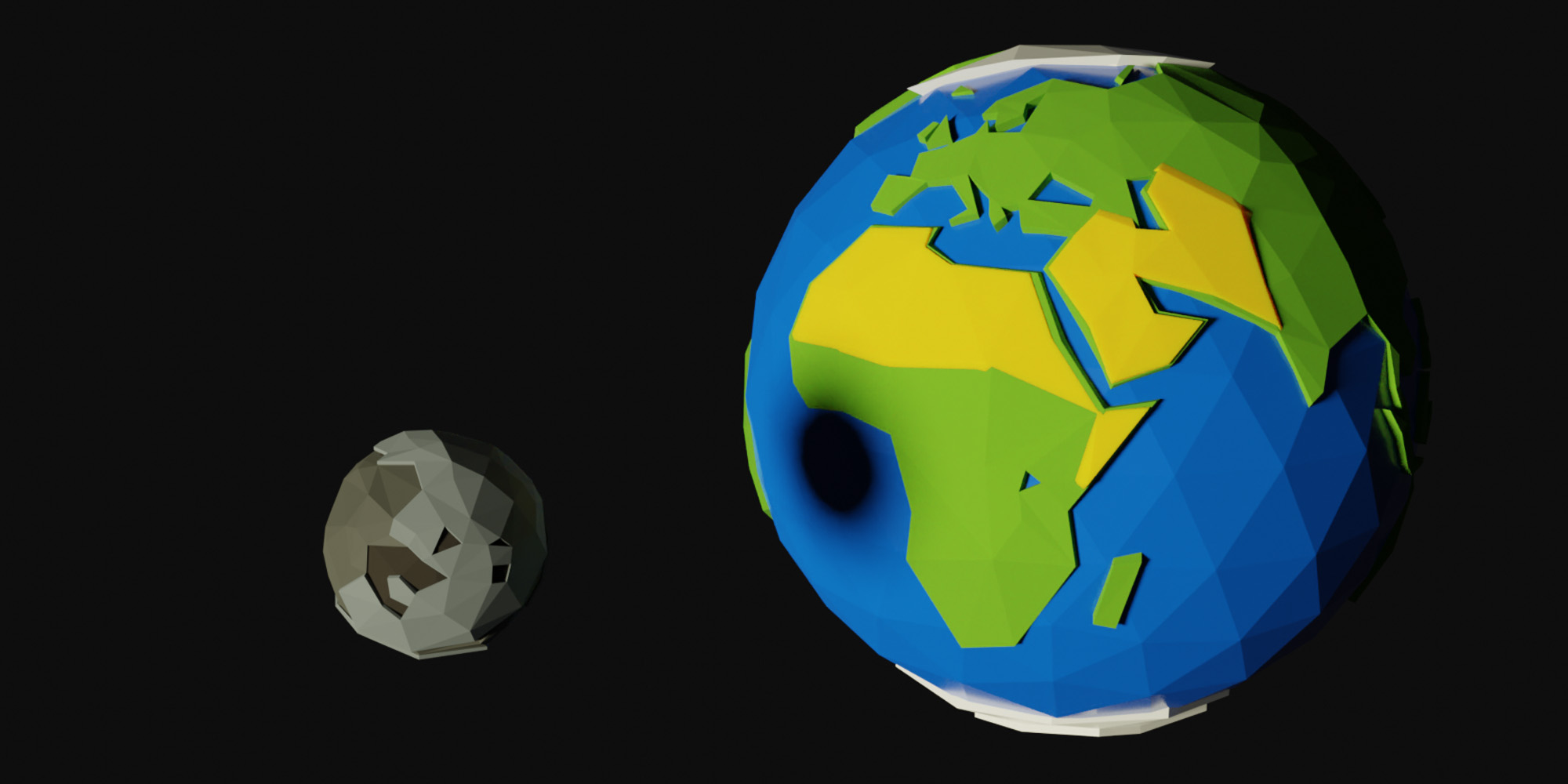 Low Poly Earth and Moon